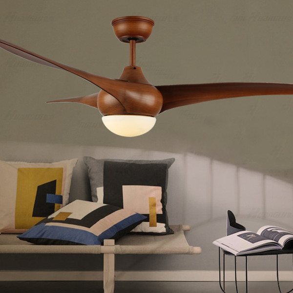 52 inch LED Brown DC 30w village ceiling fans with lights minimalist dining room living room ceiling fan with remote control