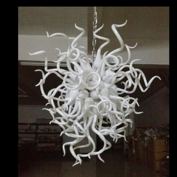 Unique Design Brass Chandelier Light Milk White Blown Glass Decorative Art Design Hand Blown Glass Hanging LED