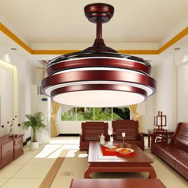 Ceiling fans lamp 42 inch 108cm LED living room ceiling lamp 85-265V brown Dimming remote control free shopping fan