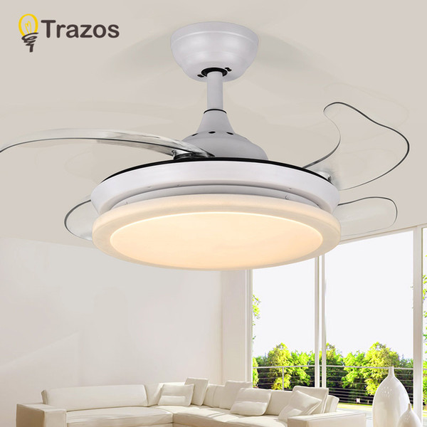 LED Modern White 220v 24w power DC Ceiling Fans With Lights Remote Control Bedroom Home Fan Lamp ventilador de teto prestigio