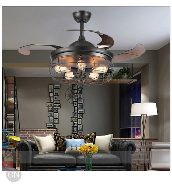 American loft fan lights fan chandelier creative minimalist restaurant industrial with remote control fan chandelier 110~240V