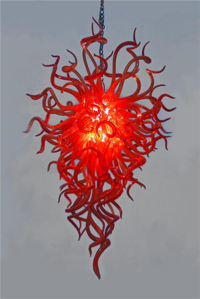 Christmas Party Modern Chandeliers for Entrance Way Big Red Led Bulbs 120v/240v Big Chihuly Style Glass