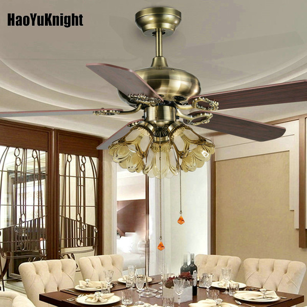 42-inch Fan Lights Restaurant Bedroom Ceiling Fan with Light Lamp Antique European Light Minimalist Universal Motor