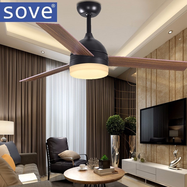 Modern Vintage Black Ceiling Fan With Lights Remote Control 220 Volt Fan LED Light Bulbs Bedroom White Ceiling Light Fan Lamp