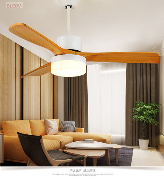 High Quality Ceiling Fan With Lights For Living Room 52 Inch 3 Blade LED Fans With Remote 110v 220V Ventilador De Teto Wood Ligh