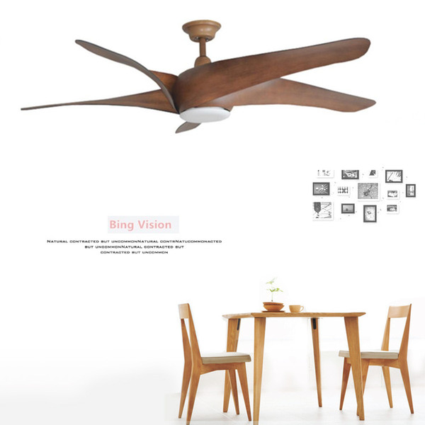 60 inch Nordic Brown Vintage Ceiling Fan With Lights Remote Control Ventilador De Techo Fan LED Light Bedroom ceiling fans