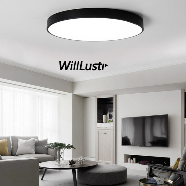 LED round ceiling light modern ultra thin disk lamp white black color office home bedroom sitting dinning room minimalist design lighting