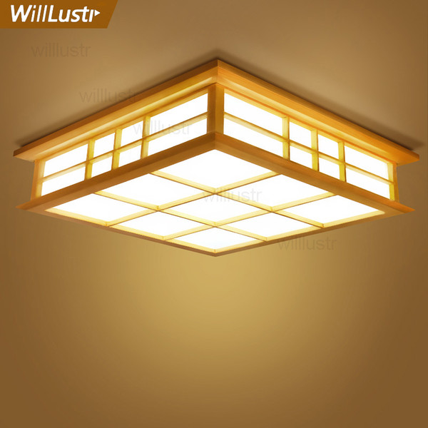 Willlustr LED wood ceiling lamp Japan wooden light hotel home dinning room bedroom restaurant acrylic panel ceiling lighting