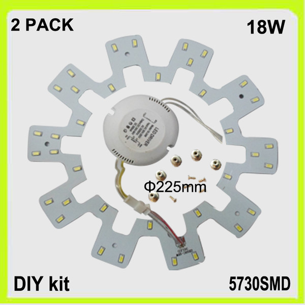 DIY install 2 PACK sun flower shape 18W LED circular ceiling light PCB led panel round down light kit techo LED 120v 220V 230V 240V