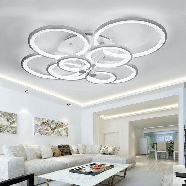 White&Black Modern LED Chandelier For Living Room Bedroom Dining room Luminaires Acrylic Rings Led Ceiling Chandelier Lightings