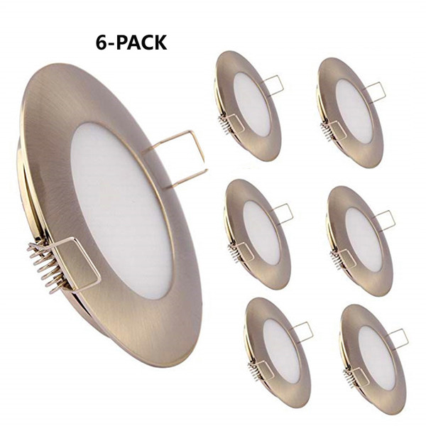 Topoch Ceiling Lights for Kitchen 6-Pack Low Profile Spring Clip Mount Full Aluminium Downlight 12V 3W for Camper Marine Sliver White Nickel