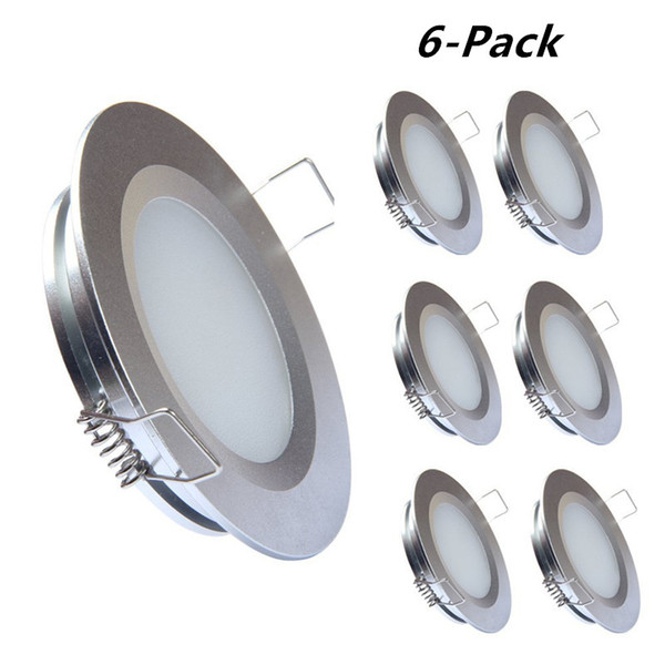 Topoch LED Light Ceiling 6-Pack Super Slim Spring Clips Mount Full Aluminium DC12V 3W 240LM for RV Boat House Sliver White Nickel