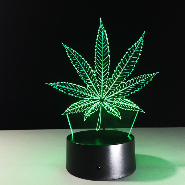 Leaf 3D Illusion LED Lamp Night Light 7 RGB Colorful USB Powered AA Battery Bin Touch Button Dropshipping Gift Box