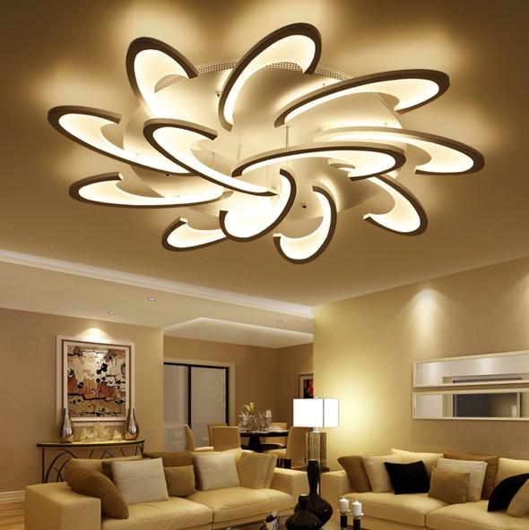 Surface Mounted Modern LED Ceiling Lights Chandeliers For Living Room Bedroom White / Black Chandeliers Acrylice Lampshade Lamps Lighting