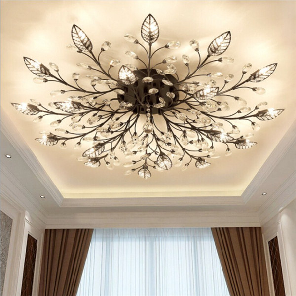 Modern K9 Crystal LED Flush Mount Ceiling Chandelier Lights Fixture Gold Black Home Lamps for Living Room Bedroom Kitchen