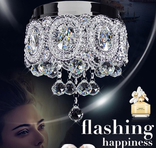 Round LED Crystal Hall aisle Luxury K9 Crystal Ceiling Lamps Chandelier LED Crystal Lights Living Dining Room Chandeliers Lighting LLFA