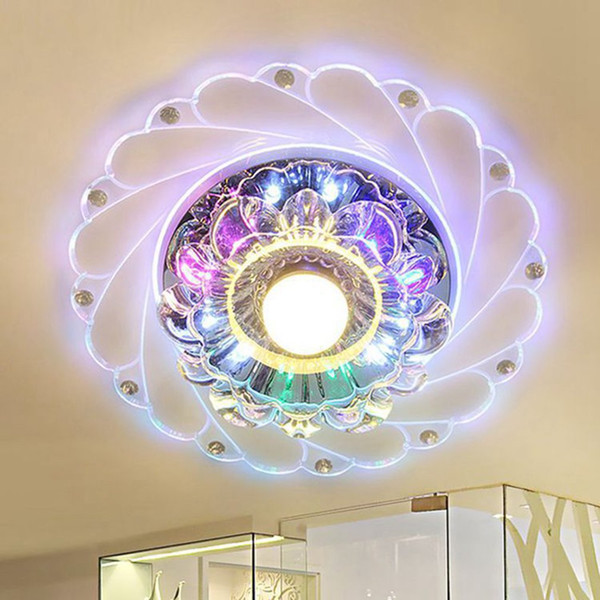 Modern Acrylic Crystal Colorful LED Ceiling Light Simple Round Romantic Lamp Bedroom Living Room Home Decoration Lamps