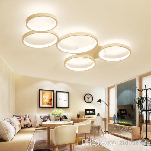 Circular LED Ceiling Lights 5 Rings Ceiling Chandeliers Dimmable Flush Mount Ceiling Light Circular Lamp for Living Room Kitchen