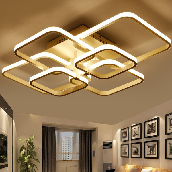 Rings Modern Led Chandelier For Living Room Dining Room Bedroom Lustres Memory Function Led Ceiling Chandelier Lighting Fixture 90-265V