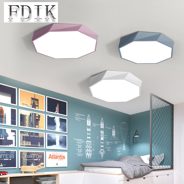 Polygon LED Ceiling lights Tricolor Dimming Macaron Color Ceiling lamp Acrylic Dimmable Light 18W 24W 36W 42W For Bedroom Study