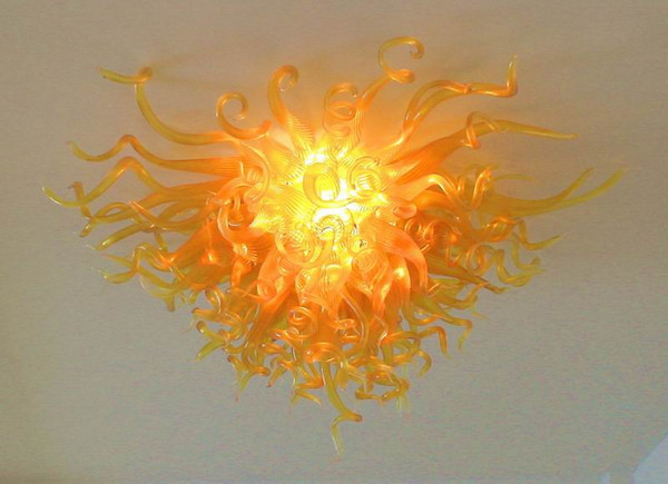 Victorian Unique Sunshine Colored Glass Ceiling Light Hot Sale Living Room Art Decoration 100% Hand Blown Gold Glass Ceiling Lights Fixture