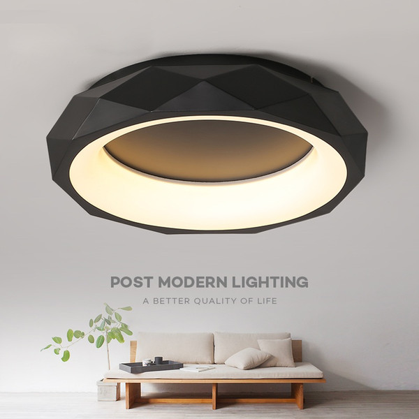 Black White round shape Modern LED Ceiling lights for living room bed room studio lighting Creative modern ceiling lamp fixtures I114