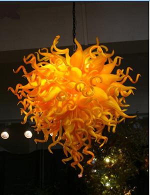 Hot Sale Pendant Lighting Bedroom Indoor Art Decoration Yellow Hand Blown Murano Glass Chihuly Style Chandelier