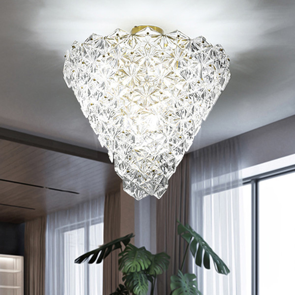 Modern Snowflower Ceiling Lamps LED Light American Crystal Glass Ceiling Lights Fixture Home Indoor Lighting Bed Living Room Parlor Lamp