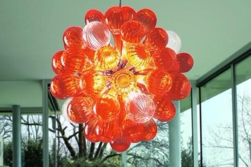 100% Mouth Blown Borosilicate Round Led Ceiling Light Chihuly Style Modern Hand Blown Murano Glass Ball Chandelier Light