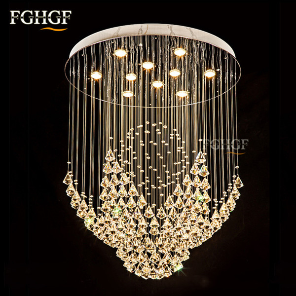 new large modern crystal chandelier living room lamp flush mount LED light hotel Stair long chandelier D600mm D800mm Round Shape