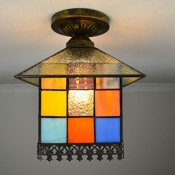 OOVOV Tiffany House Balcony Ceiling Lamp Living Room Bedroom Hallway Ceiling Lights Fixtures 6