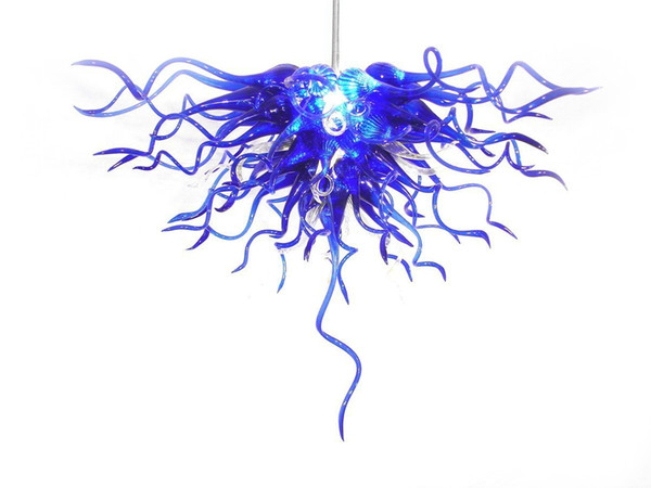 Modern Led Light Chandelier Blue Clear 100% Mouth Blown Borosilicate High Quality Dale Chihully Style Hand Blown Glass Chandelier Lighting