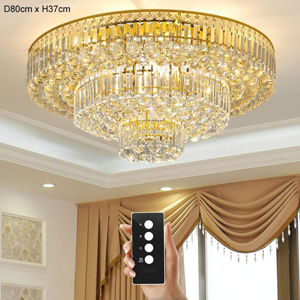 New 3 brightness crystal lights living room lamps ceiling lights Gold crystal ceiling lights LED bedroom restaurant lamp with remote control