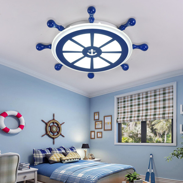 Creative pirate boat children's room coffee shop blue LED ceiling lights Mediterranean dining room lamp led bedroom study ceiling lamp