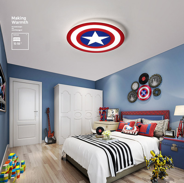 Acrylic Led Captain American Ceiling Light Cartoon Hero Captain Led Lighting For Children Kids Room Diameter 42cm/52cm/62cm