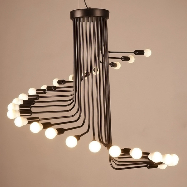 Creative Art Loft Retro Spiral Stairs Chandelier Living Room Bar Study Room Office Pendant Lamp