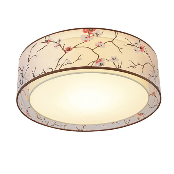 OOVOV Chinese Style Fabric Round Ceiling Light Bedroom Study Room Dining Room Ceiling Lamp 40cm 24W