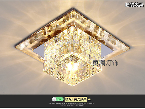 Modern Crystal Ceiling Light Square K9 Crystal Lamp AC90V-260V Living Room Bedroom Lamp Lighting Fixtures Aisle Lights WCL034