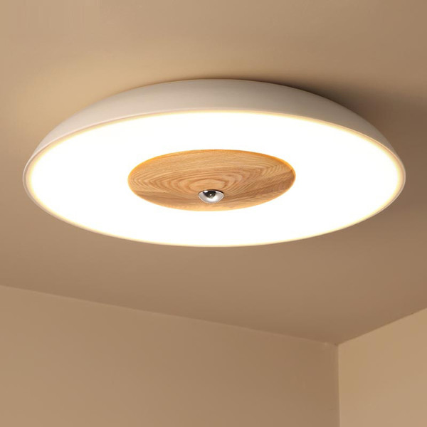 Nordic lighting creative flying saucer round small living room lamp children room lamp solid wood led study bedroom ceiling lamp