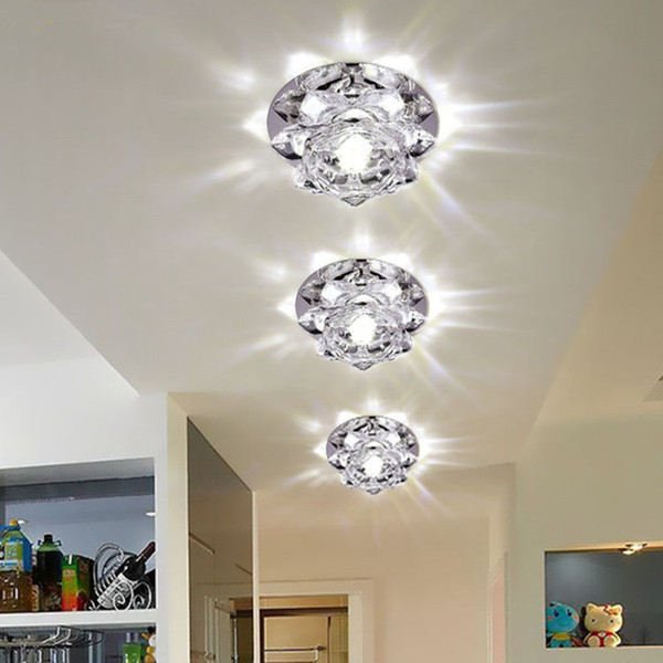 Crystal Flowers Spotlights Down Lights 5W Led Aisle Light Creative Living Room Corridors Walkways Led Ceiling Lights