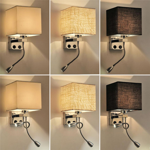 Cloth Wall Lamp Sconce Switch Stair Light Fixture E27 Bulb Flexible Reading light Bedroom Aisle Balcony Modern Wall Mounted Bedside Lighting