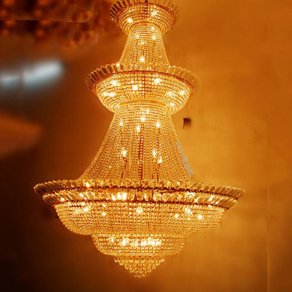 Free shipping hot sales gold color Dia900*H1200mm classic crystal chandelier foyer light luxury crystal lamp