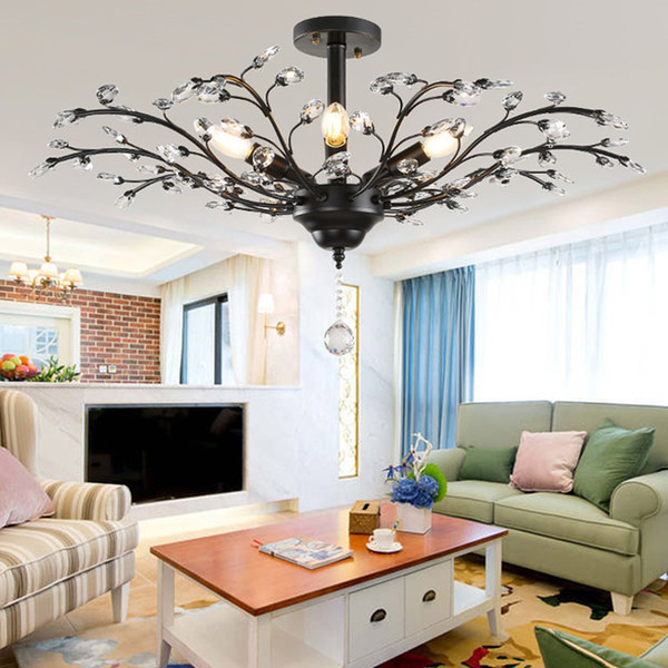 Tree Branch Pendant Lamps K9 Crystal Chandeliers Nordic Country Style E14 Crystal Pendant Lamp LED Ceiling Light Chandelier Lighting Fixture