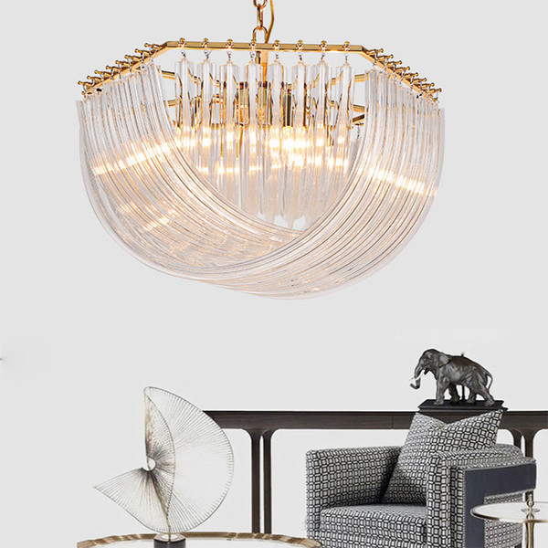 Crystal chandelier post modern living room curved tube simple creative personality bedroom light luxury restaurant Nordic crystal chandelier