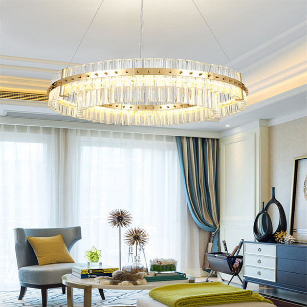 Nordic minimalist chandelier ring crystal lamp post modern living room lamp luxury crystal lamp restaurant bedroom indoor chandelier