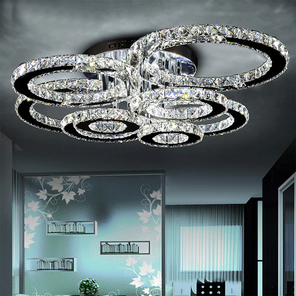 Modern led crystal chandelier light Round Circle Flush Mounted Chandeliers lamp living room Lustres for Bedroom Dining room