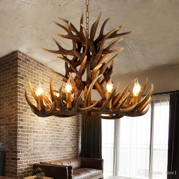 very beautiful 6 Head+3/9 Hesd+3/9 Hesd+6/9 Hesd+9 Candle Antler Chandelier American Retro Resin Deer Horn Lamps Home Decoration Lighting