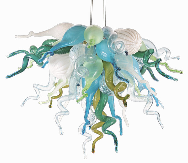 New Arrival Dale Chihuly Murano Glass Aqua Blue Amber Multicolor 20inches LED 100% Hand Blown Glass Pendant Chandeliers