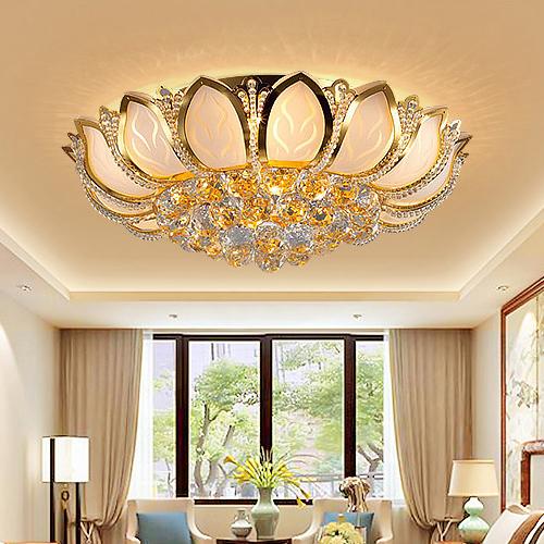 Modern LED crystal chandeliers luxury lotus flower high class K9 crystal chandelier hotel lobby villa led pendant chandeliers with bulbs