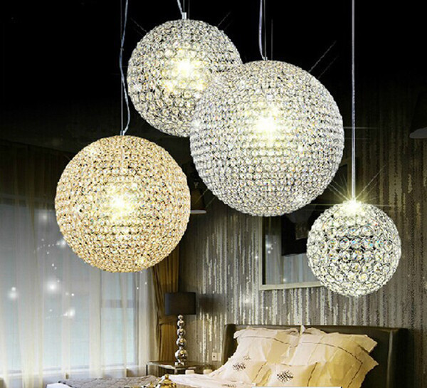 Modern K9 Crystal Round ball Chandeliers LED lighting Indoor Lighting Ceiling Lights Pendant lamp free shipping